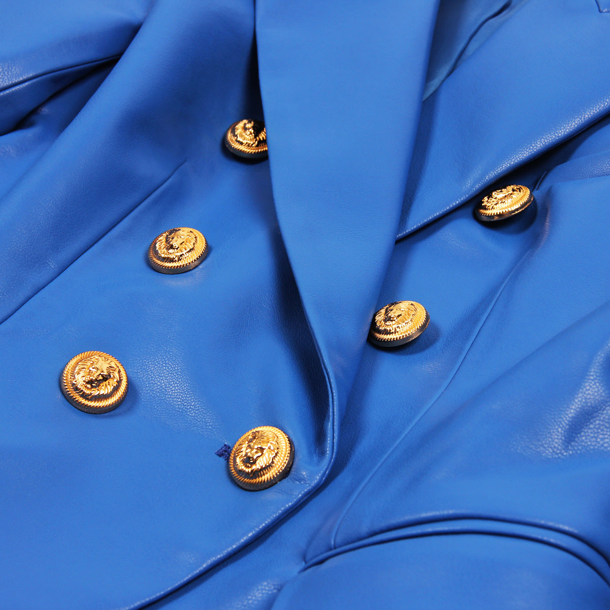 Slim Fit V-Neck Leather Jacket