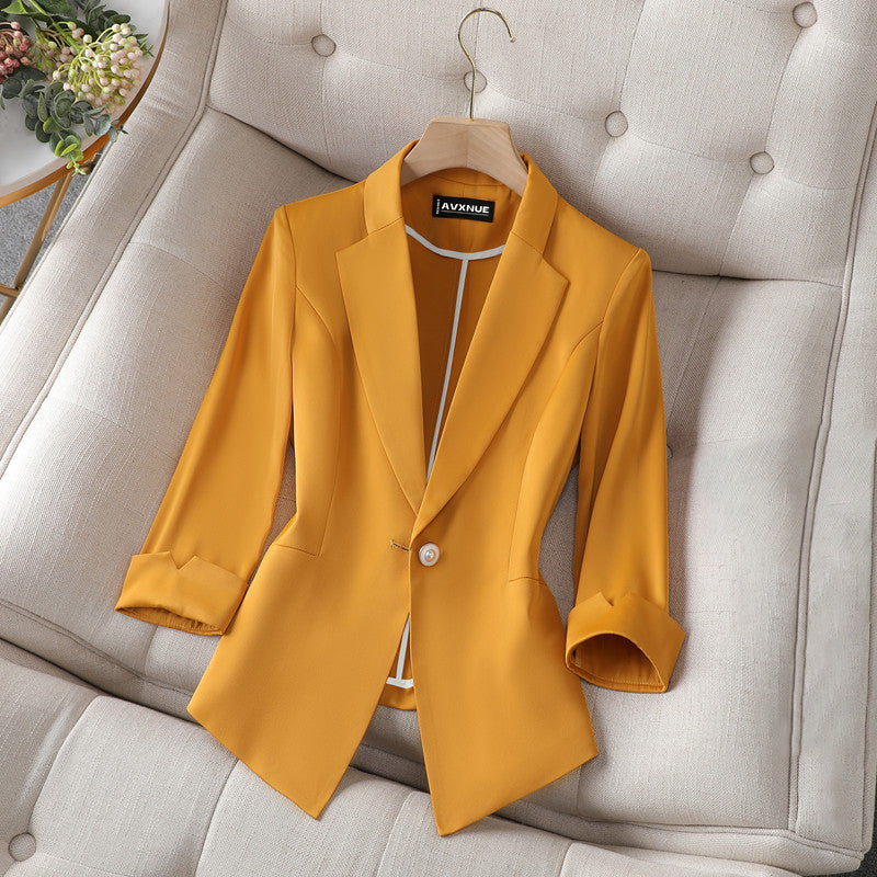 Women’s Blazer - Tailored Fit - 3/4 Sleeve - Single Button - Notched Lapel Formal Wear