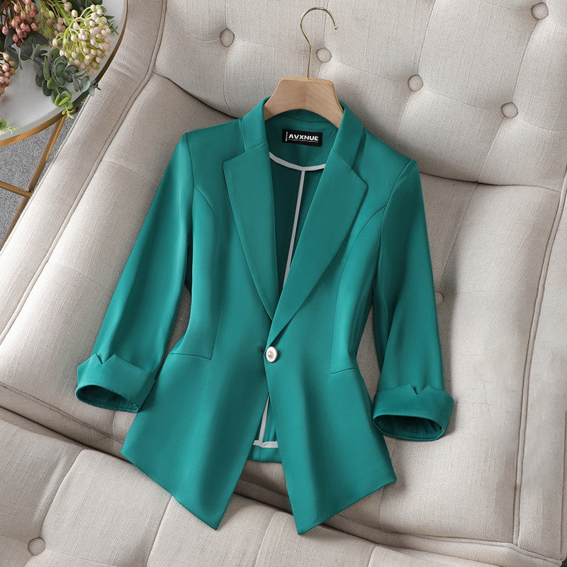 Women’s Blazer - Tailored Fit - 3/4 Sleeve - Single Button - Notched Lapel Formal Wear