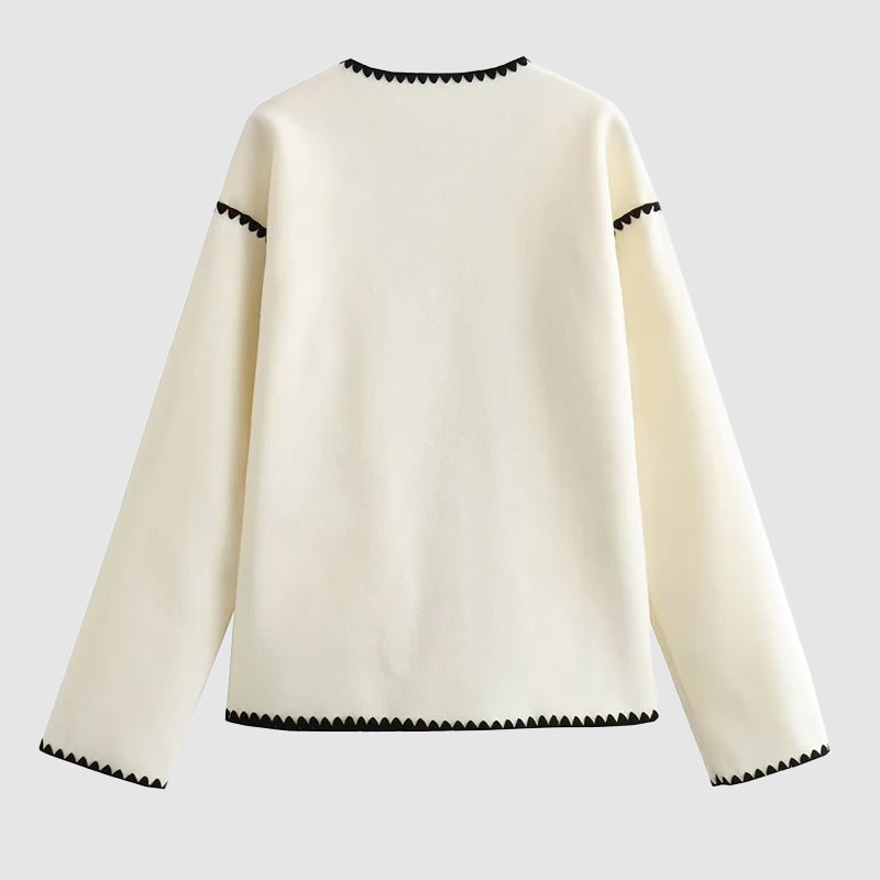 Women's autumn winter contrasting color jacket with long sleeve