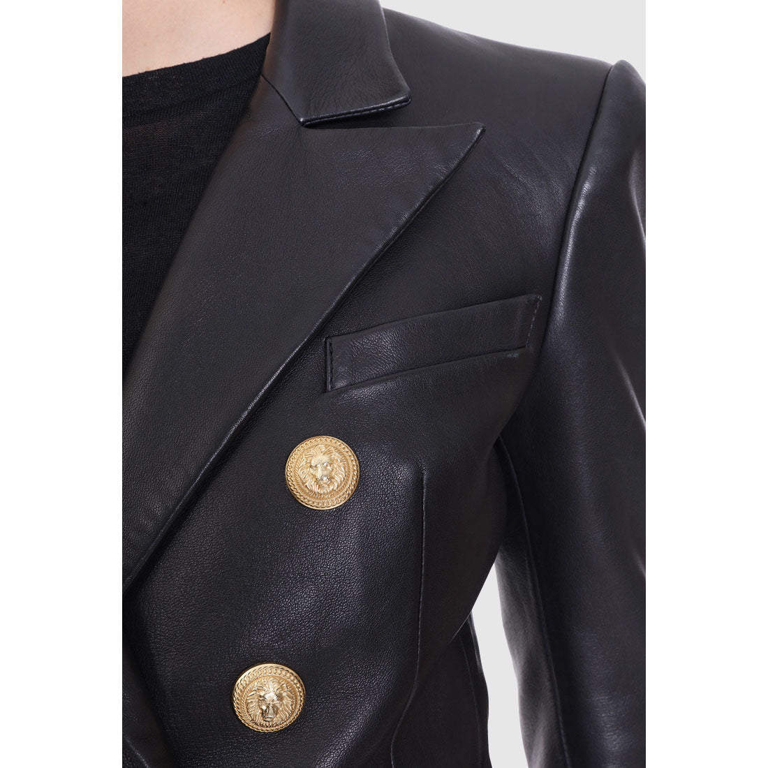 Women's short sheepskin motorcycle leather jacket