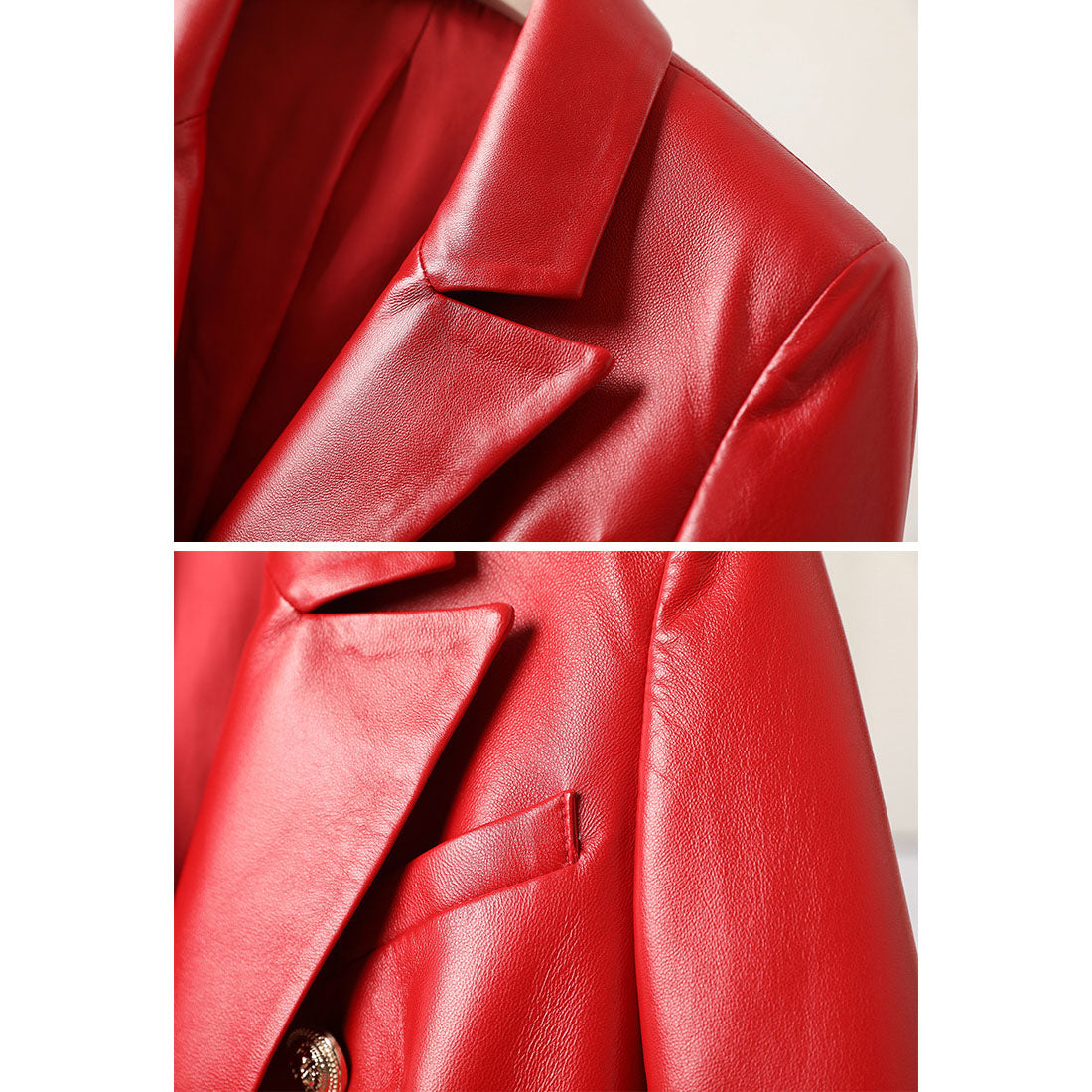 Women's short sheepskin motorcycle leather jacket