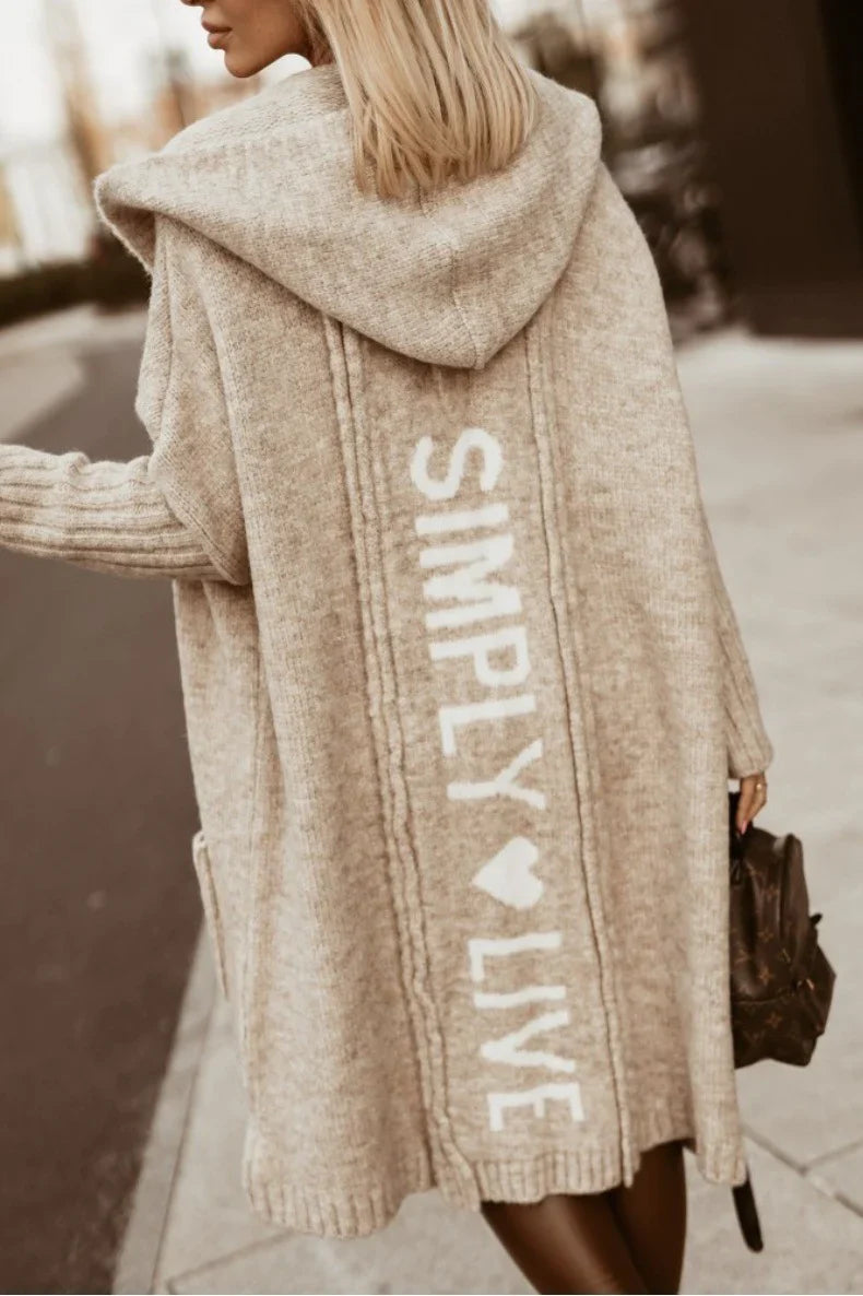 Stylish long cardigan for women with front pocket