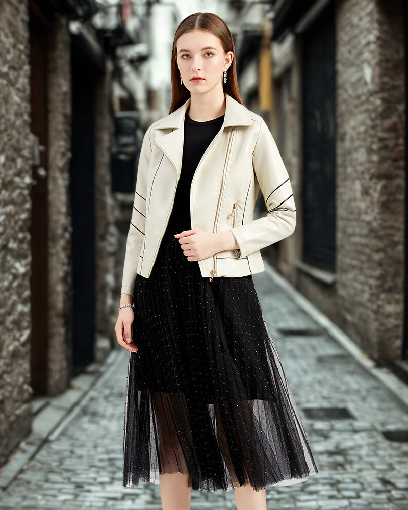 Women’s Jacket – Slim Fit – Faux Leather – Cropped Length – Asymmetrical Zipper
