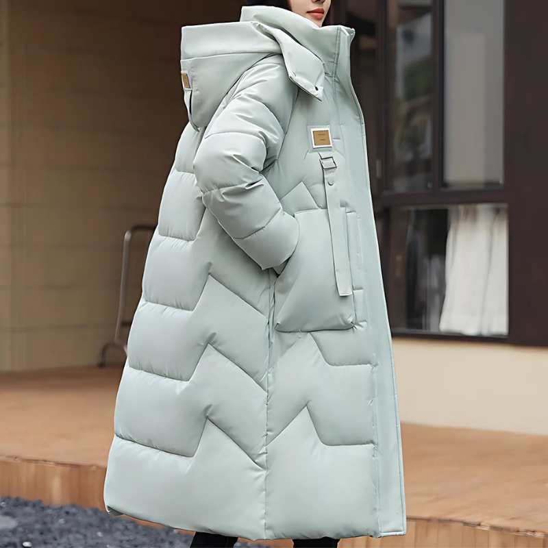 Women’s Trench Coat – Quilted Insulated – Oversized Fit – Hooded High Collar Design