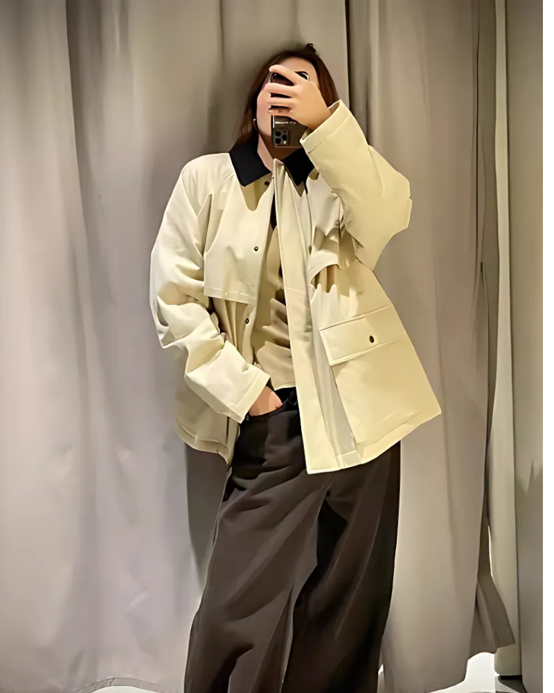Women’s Coat - Woven Blend - Oversized Fit - Lapel Collar - Hip Length