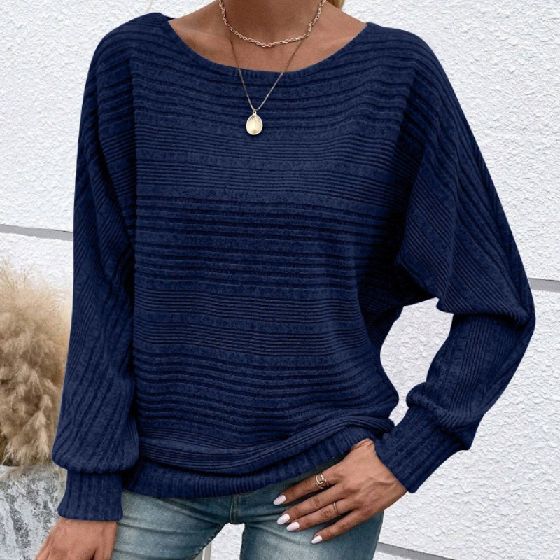 Women’s Sweatshirt – Relaxed Fit – Textured Rib Knit – Dolman Sleeves – Ribbed Hem