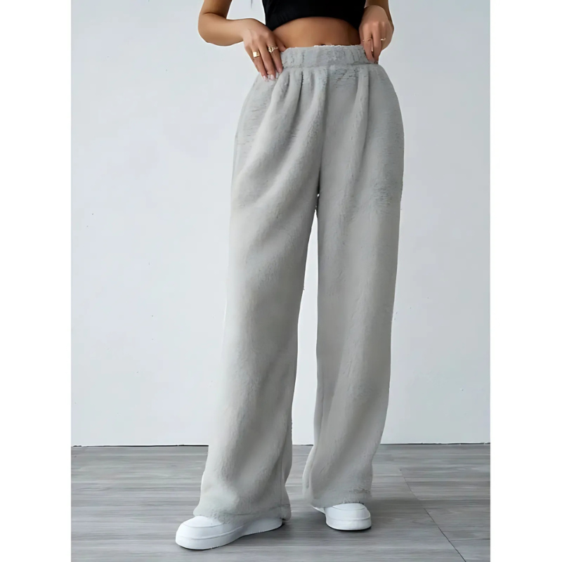 Women’s Casual Pants – Plush Soft Feel – High Waist – Wide Leg – Elastic Waistband