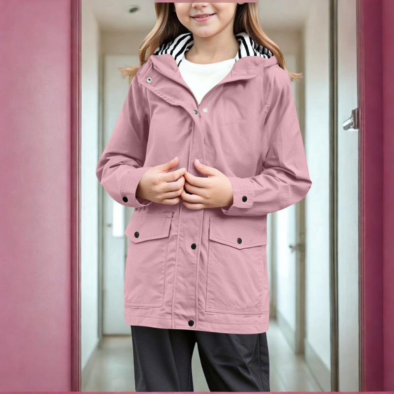 Women’s Hooded Jacket – Regular Fit – Mid Length – Zip Front with Snap Placket – Patch Pockets