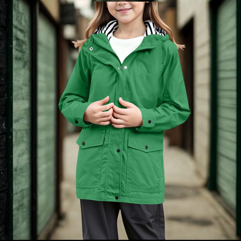 Women’s Hooded Jacket – Regular Fit – Mid Length – Zip Front with Snap Placket – Patch Pockets