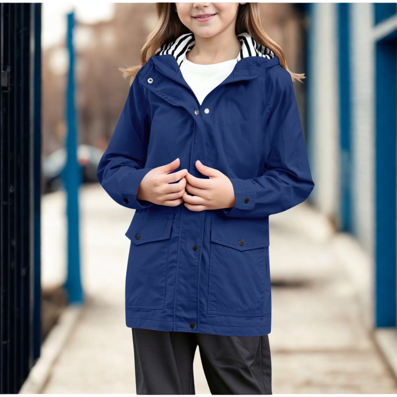 Women’s Hooded Jacket – Regular Fit – Mid Length – Zip Front with Snap Placket – Patch Pockets