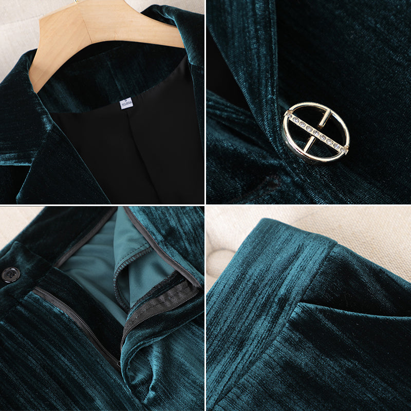 Velvet Blazer and Pants Set