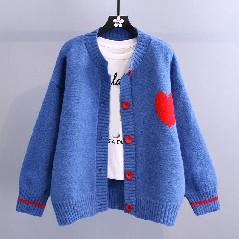 Women's spring heart knit cardigan
