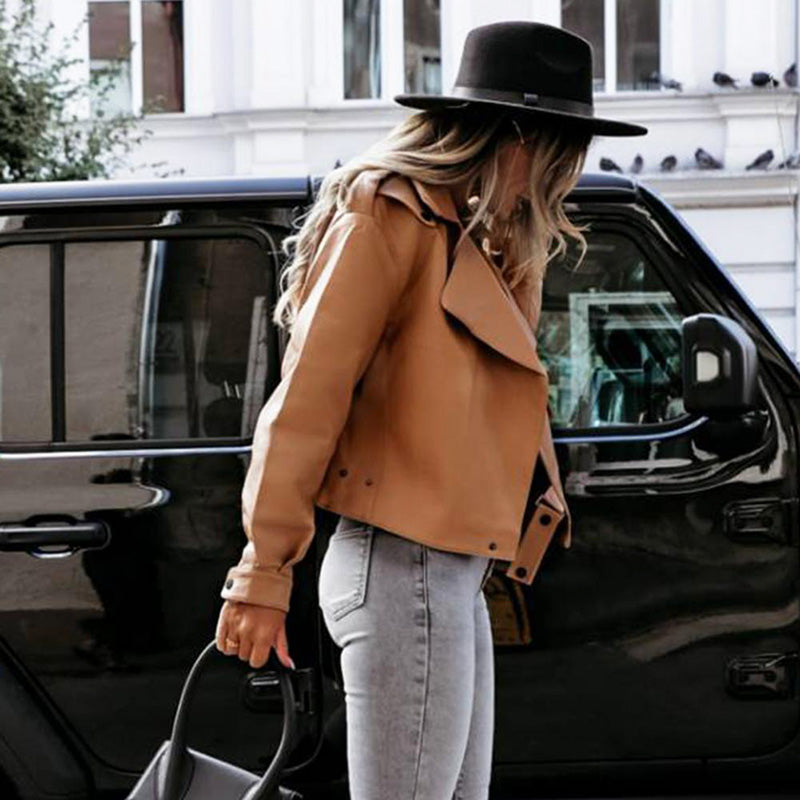 Women's spring autumn side slit lapel small suit jacket