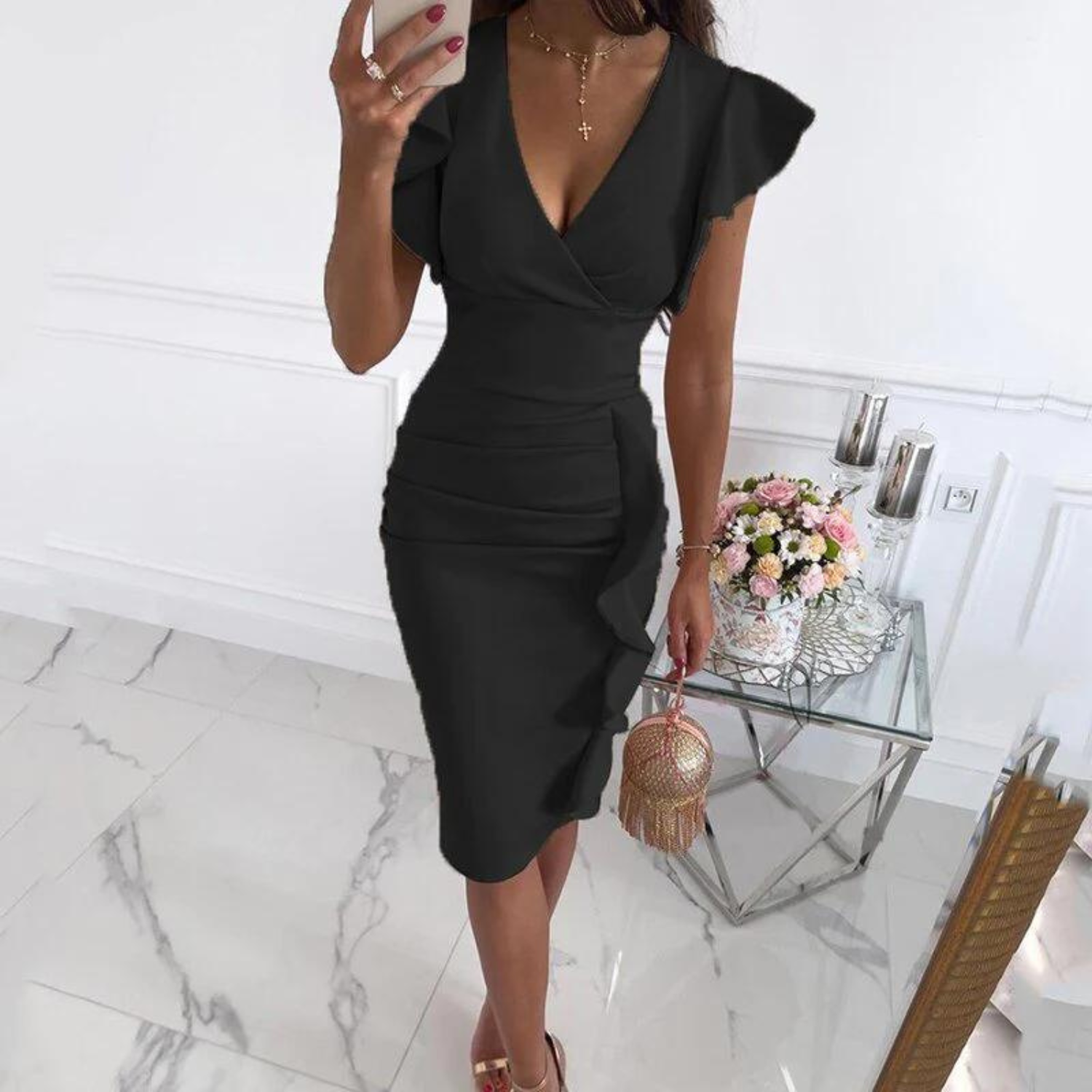Floral Print Bodycon Midi Dress