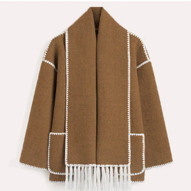 Ilana - thickened loose strap scarf tassel jacket