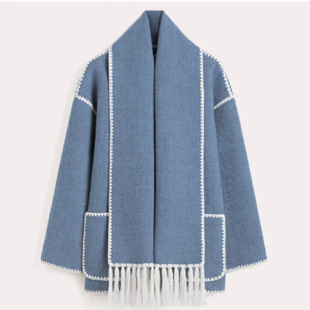 Oversize Statement Jacket with Scarf Detail