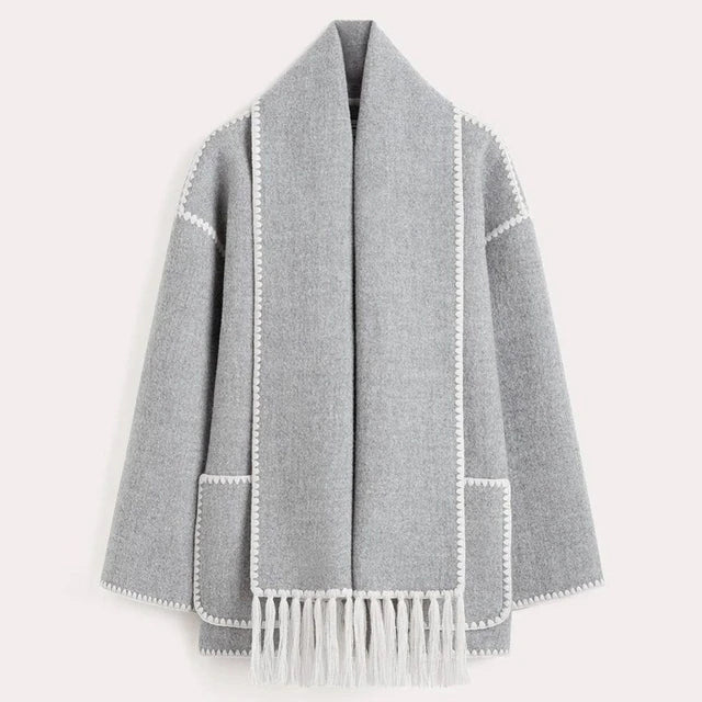 Oversize Statement Jacket with Scarf Detail