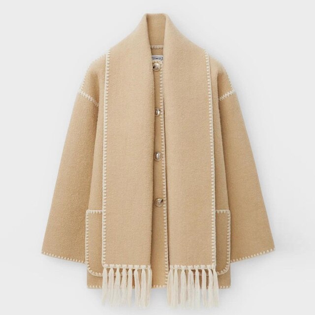 Ilana - thickened loose strap scarf tassel jacket