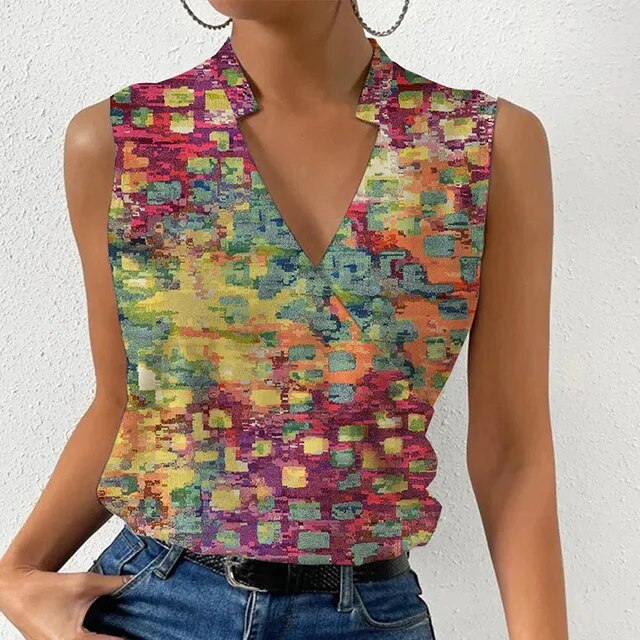 Lavin - v-neck dot print sleeveless top