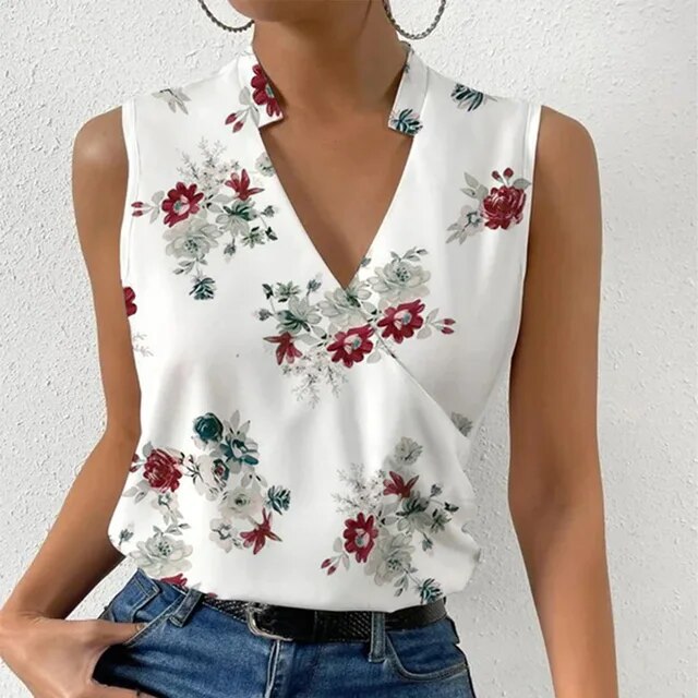 Lavin - v-neck dot print sleeveless top