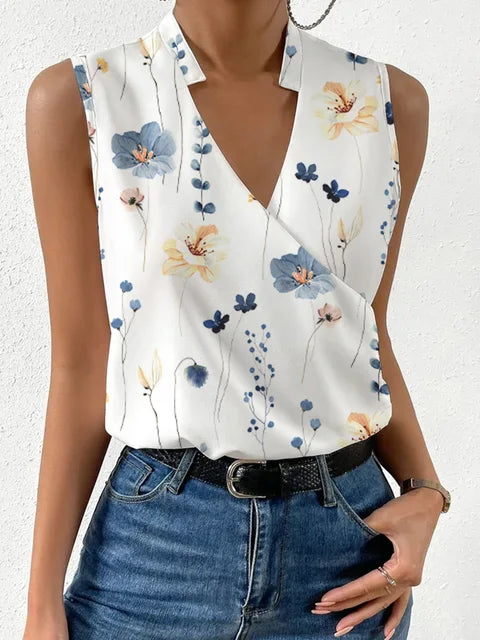 Sleeveless Printed Tank Top - Lightweight Summer Casual Blouse