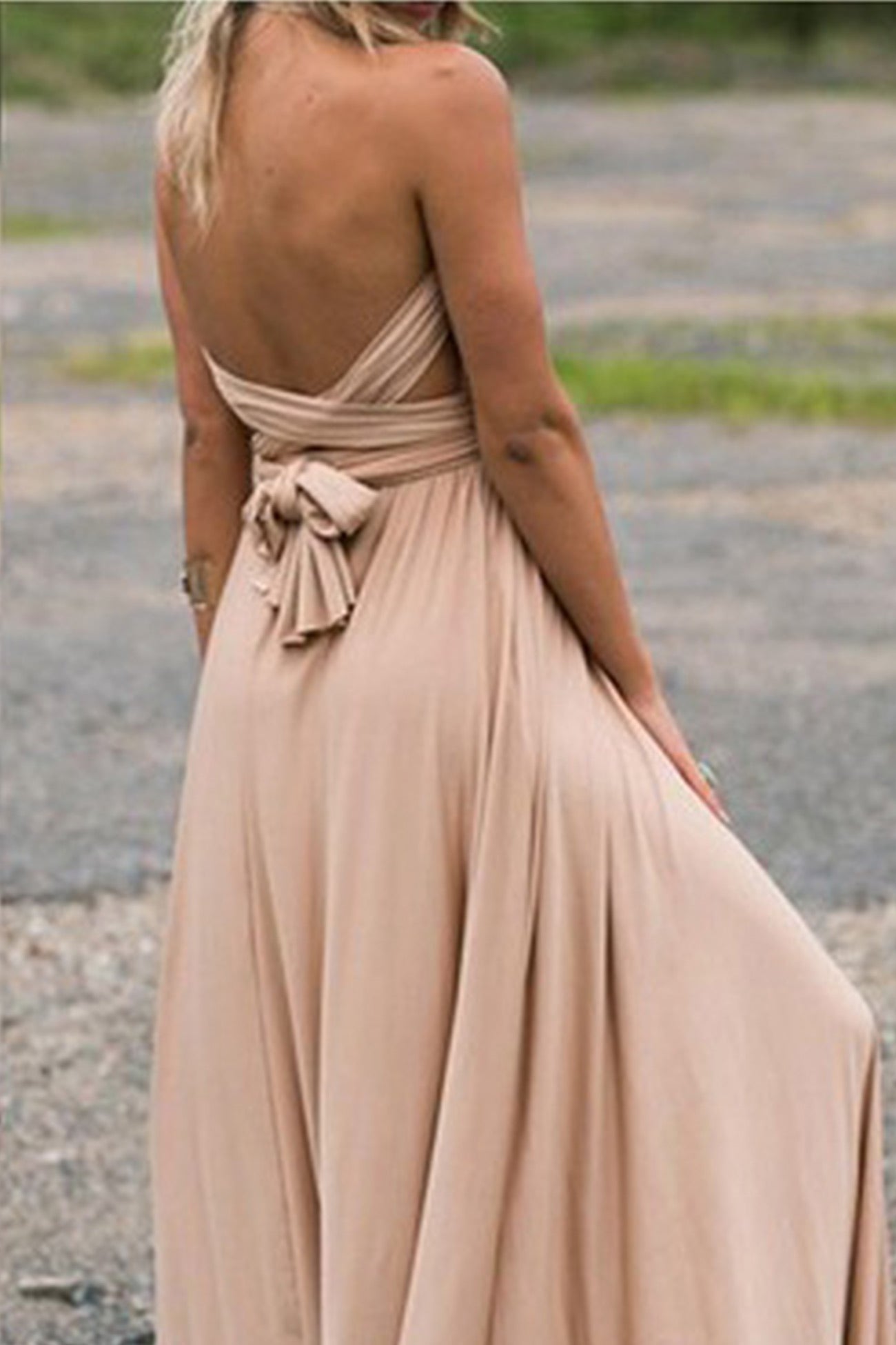 Women's Halter Neck Maxi Dress - Plunging Neckline - Elegant Evening Wear