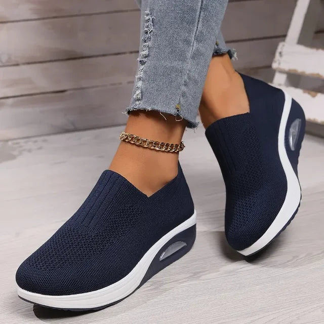Women's Slip-On Sneakers - Breathable Mesh - Cushioned Sole - Lightweight Casual Wear