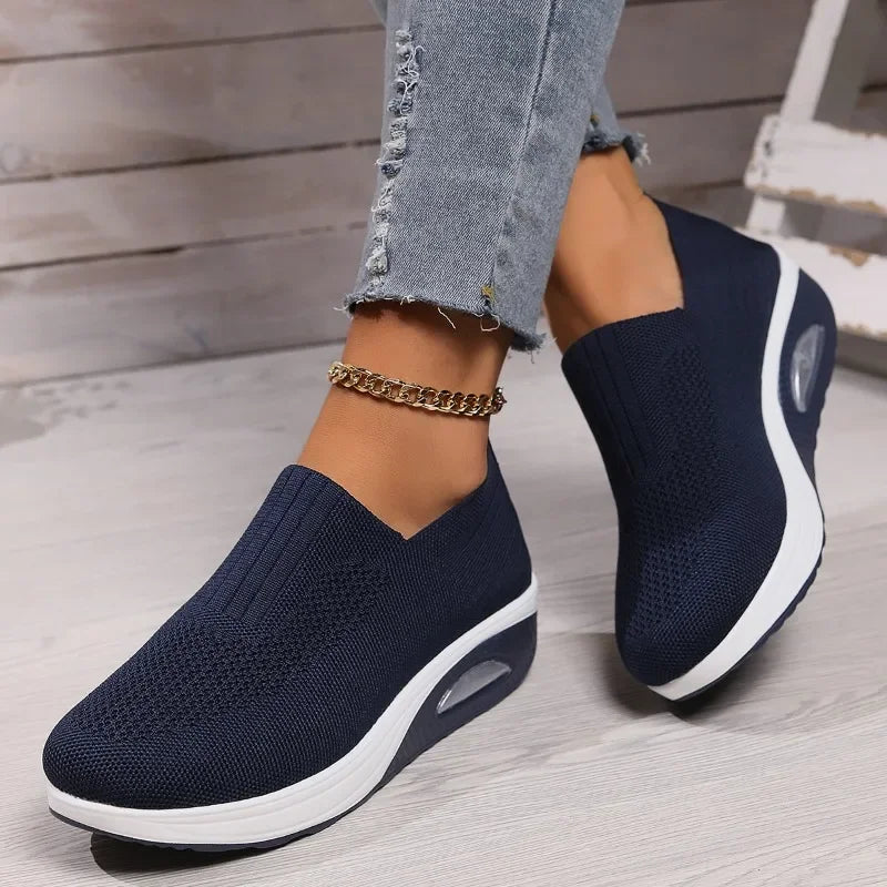 Women's Slip-On Sneakers - Breathable Mesh - Cushioned Sole - Lightweight Casual Wear