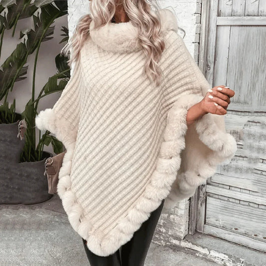 Twist Pattern V-Neck Cape Sweater