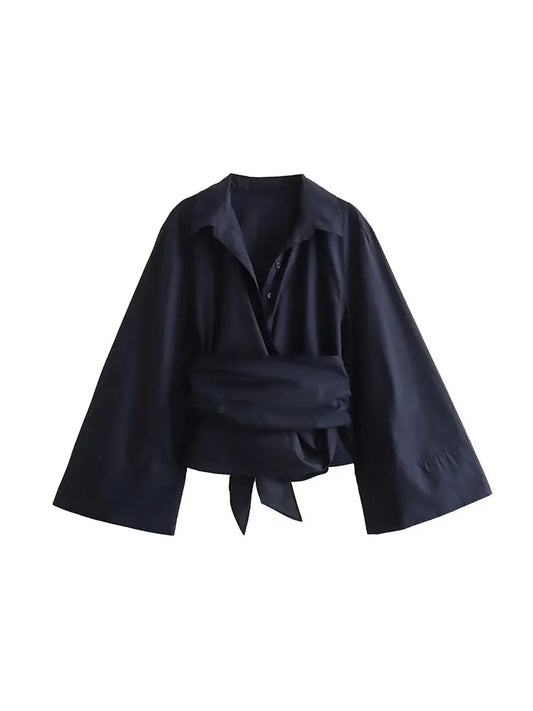 Wrap Front Loose Fit Kimono Top