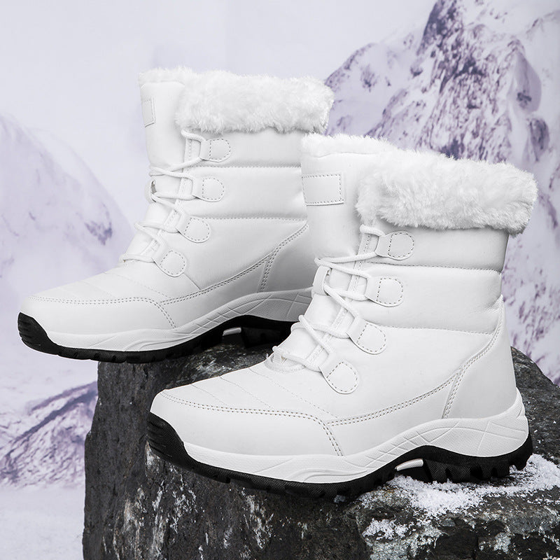 Women’s Boots - Mid-Calf Length - Quilted Stitching - Faux Fur Lined