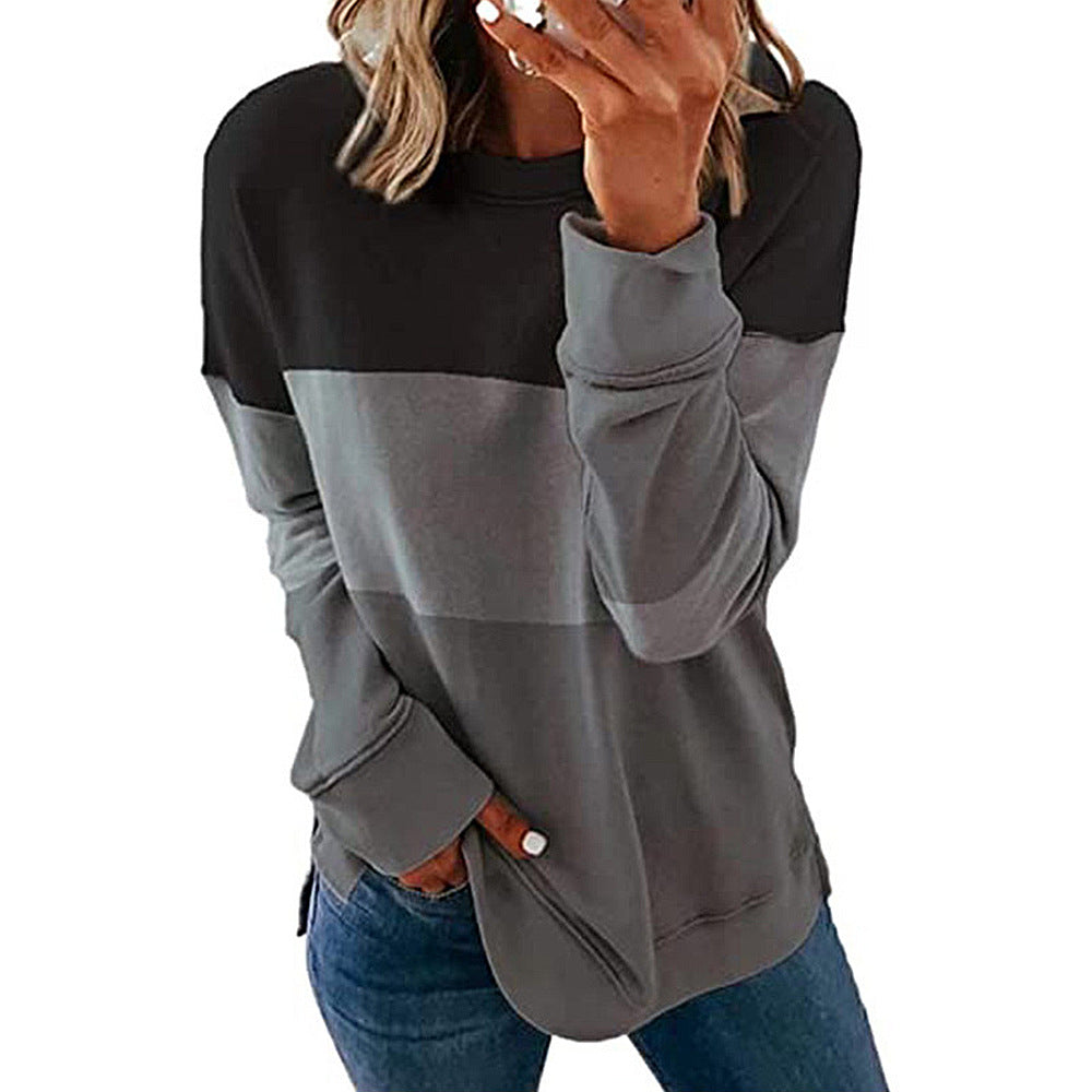 Women's casual color block long sleeved shirt