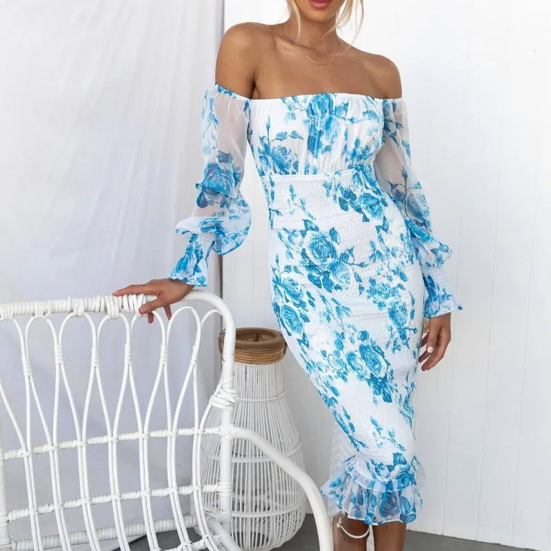 Women's Midi Dress with Elastic Waist