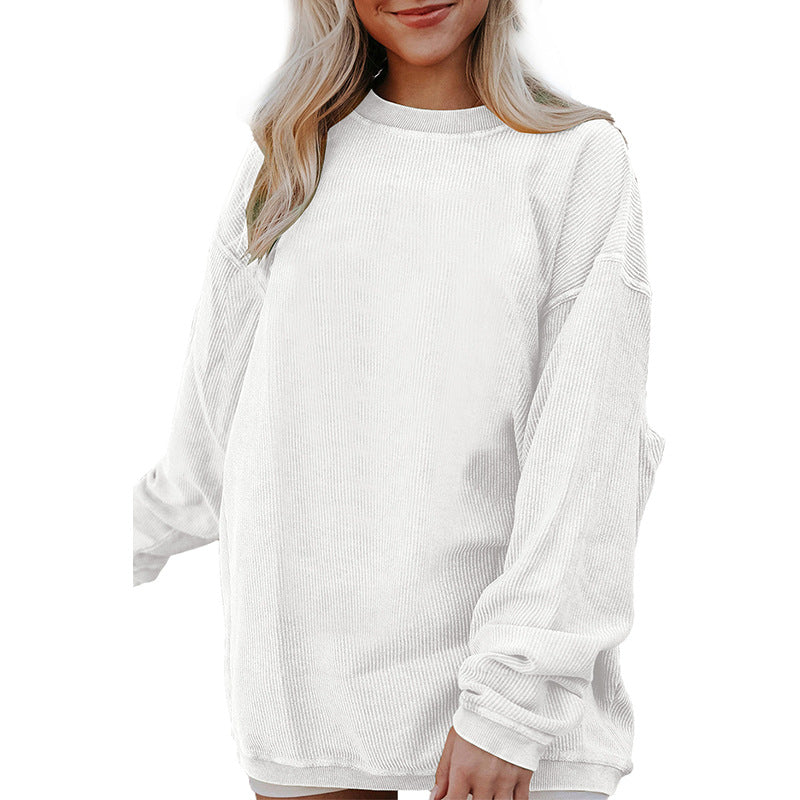 Women’s Sweatshirt – Relaxed Fit – Cotton Blend – Long Sleeve – Round Neck Casual