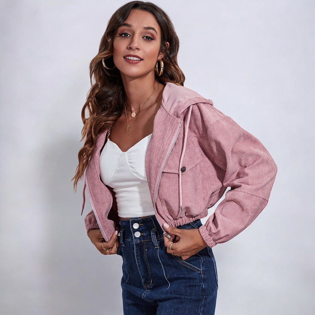 Modern short jacket for women with zip closure
