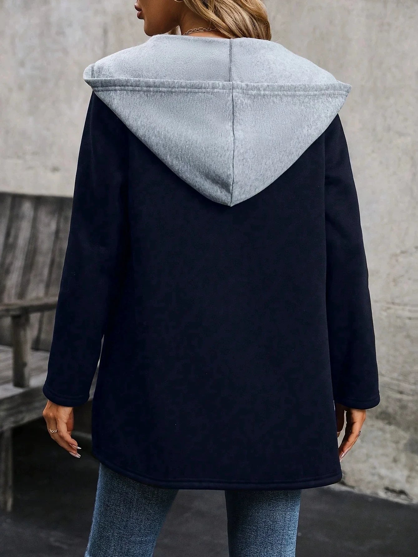 Women’s Hooded Jacket – Cotton Blend – Relaxed Fit – Open Front – Casual Layering