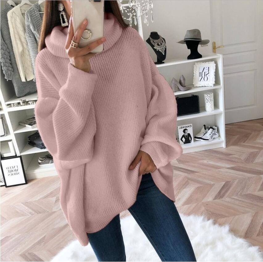 Women's loose fit turtleneck pullover sweater