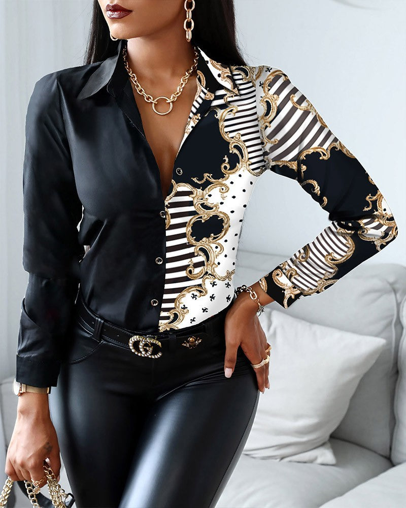 Women's Blouse - Luxe Finish - Tailored Fit - Asymmetric Button-Up Shirt