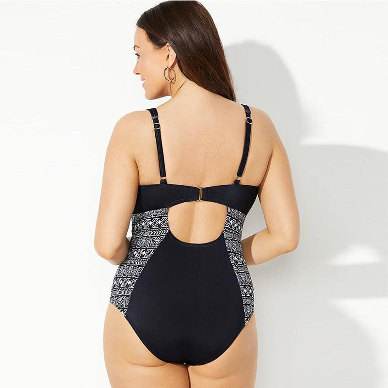 Women’s One-Piece Swimsuit – Stretch Fit – Plunging Neckline – Strappy Front – High Cut