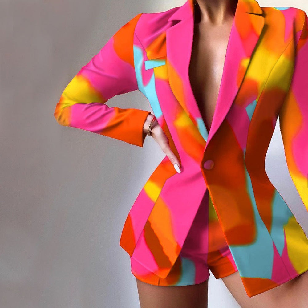 Women’s Blazer – Tailored Fit – Leopard Print – Peaked Lapels – Mid-Length Statement