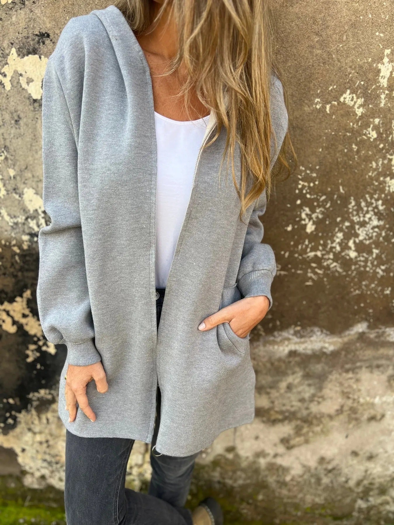 Women’s Hooded Jacket – Cotton Blend – Relaxed Fit – Zip Front with Pockets