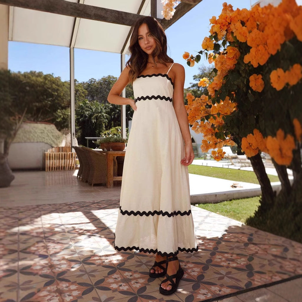 Women’s Maxi Dress – Lightweight Cotton – A-Line Fit – Strapless with Spaghetti Straps