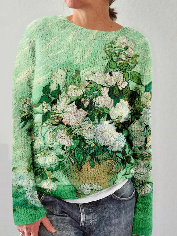 Women's printed pullover sweater