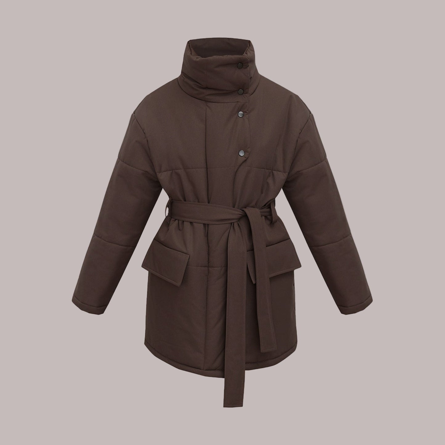 Women’s Jacket - Cotton - Oversized Fit - High Collar - Belted Waist