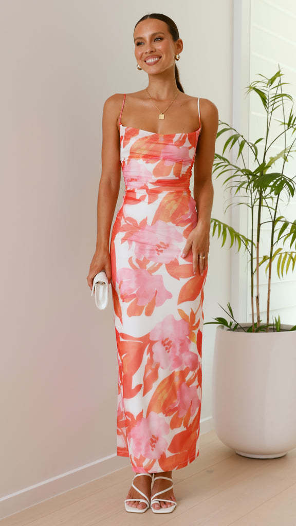 Women’s Bodycon Dress – Full Length – Spaghetti Straps – All-Over Print – Slim Fit