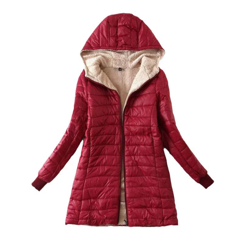 Women’s Puffer Coat – Quilted Insulated – Plush Lined – Hooded Mid-Length Fit