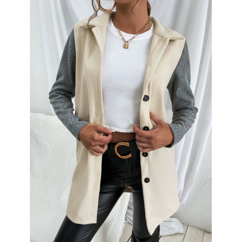 Women’s Windbreaker Jacket – Structured Fit – Single-Breasted – Contrast Sleeve Design