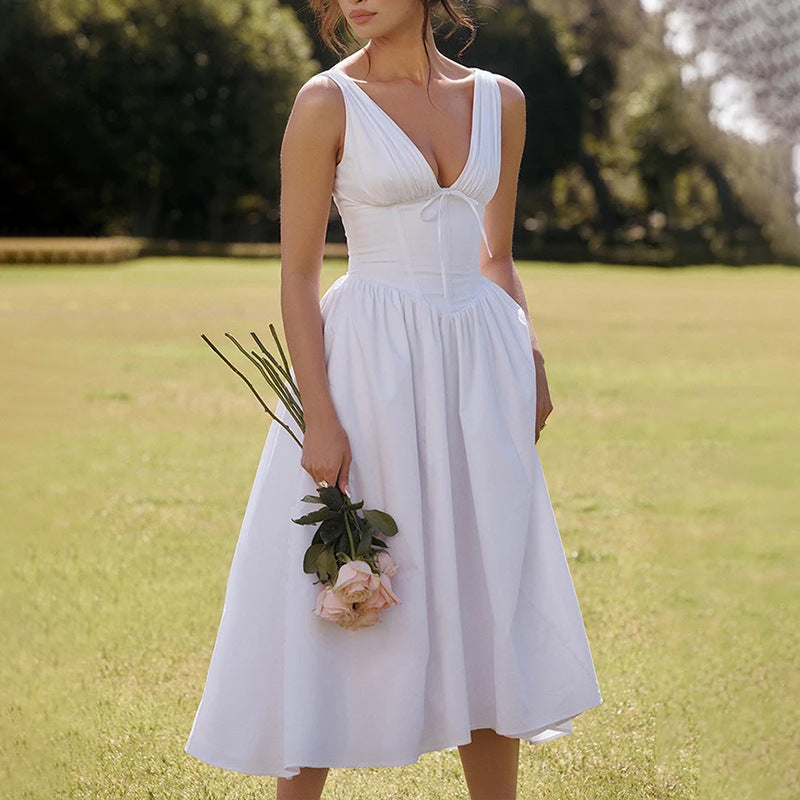 Floral Print Cotton Blend Midi Dress