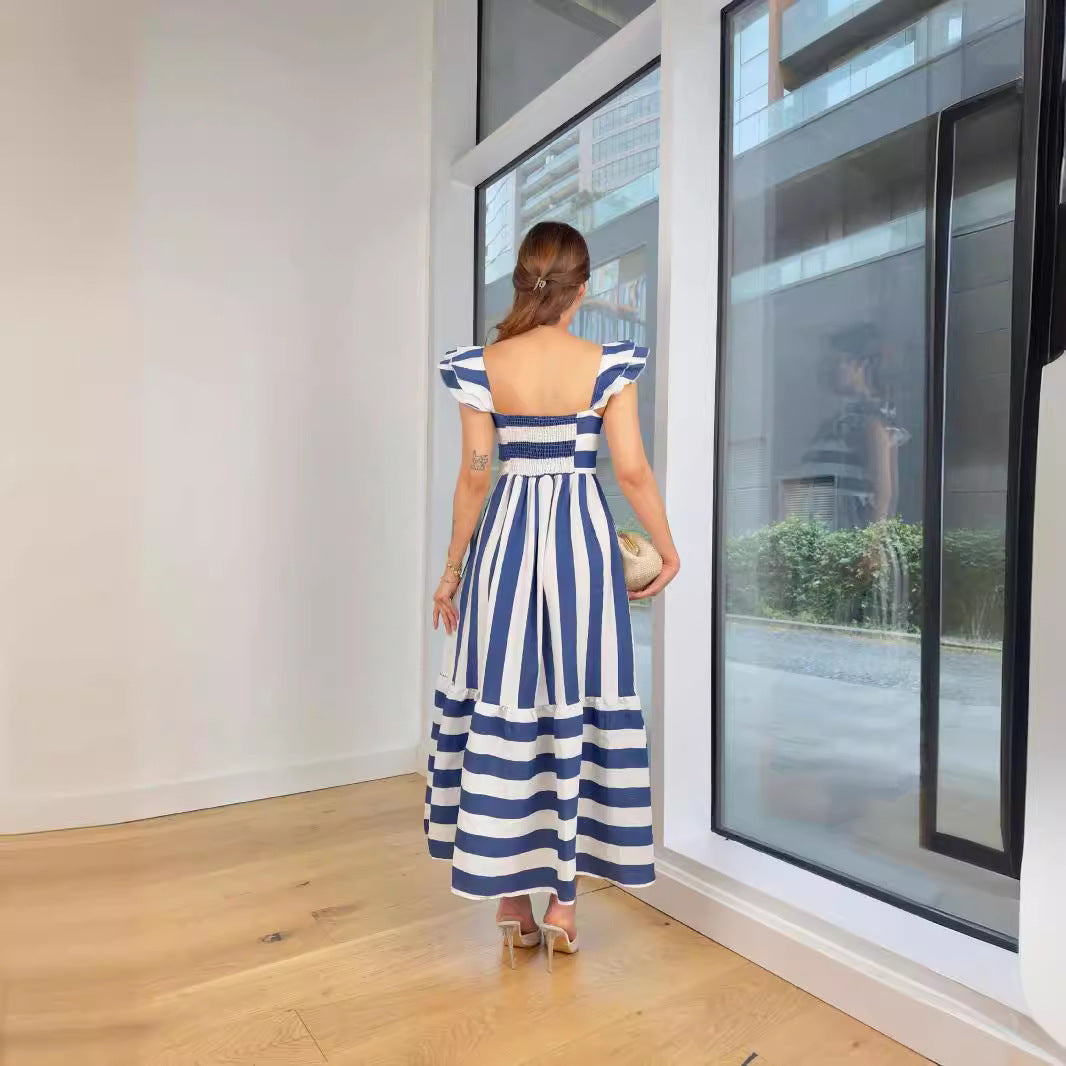 Women’s Midi Dress – Cotton Blend – Relaxed Fit – Off Shoulder – Ruffle Tiered Hem